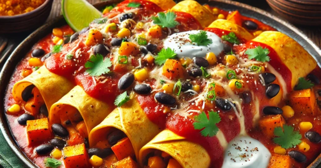 Vegetarian Black Bean and Sweet Potato Enchiladas